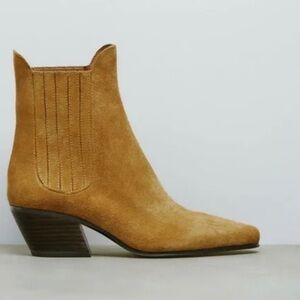 Zara Camel Suede Ankle Booties